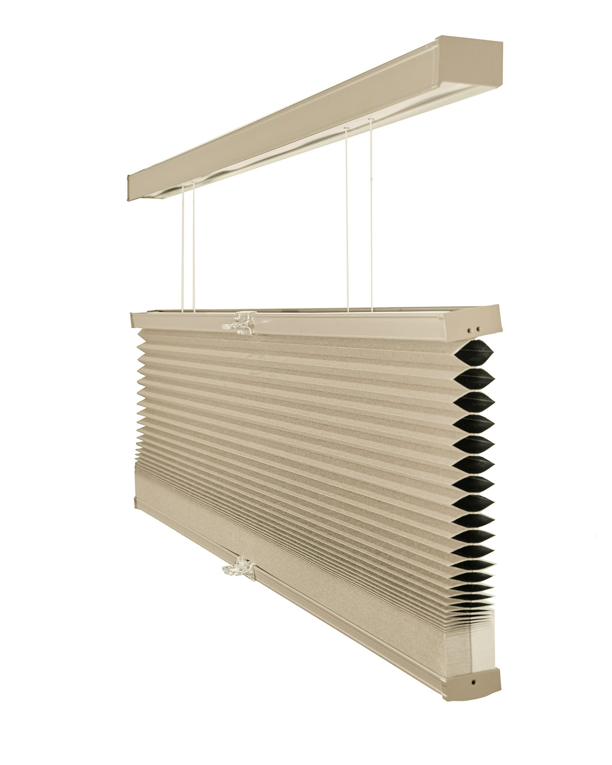 CHICOLOGY CHICOLOGY Cellular Shades, Top Down Bottom Up Shades, Blinds for Windows, Window Shades for Home, Door Blinds, Window Coverings, Cellular Blinds,Khaki Grey - Blackout, 57.25" W x 72" H