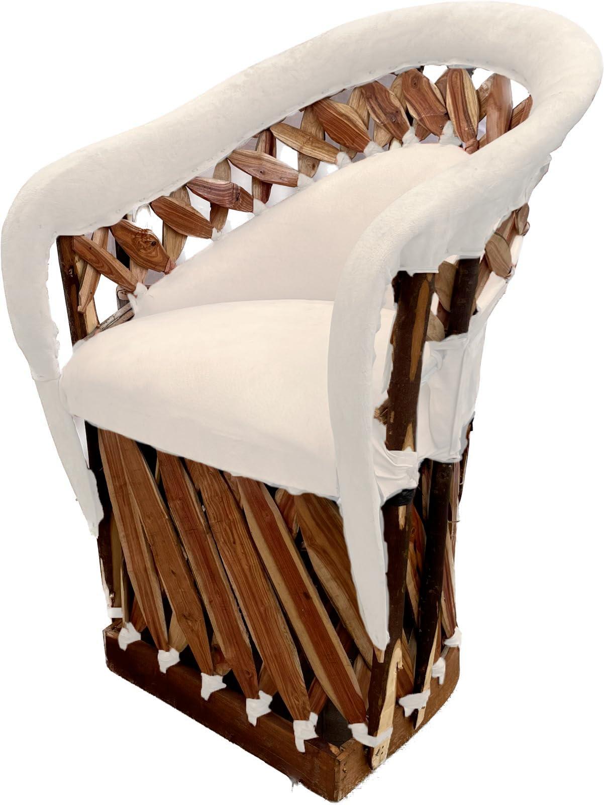 Generic Furniture Equipal Rustico Charro Style Chair with Crosses Wood, made in Mexico by Equipales San Jose ideal for Home, Bar, Restaurant, Office, Hotel, Garden, Living room, Cafeteria (Orange)