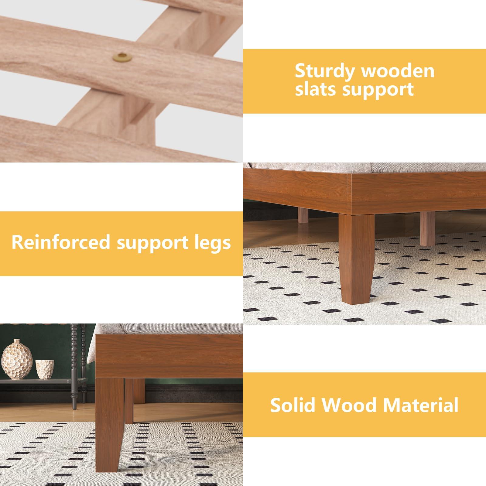 Natulliy Natulliy King Bed Frames,Wood Platforms Bed with Wooden Slats Support,No Box Spring Needed,Easy Assembly,King,Pine