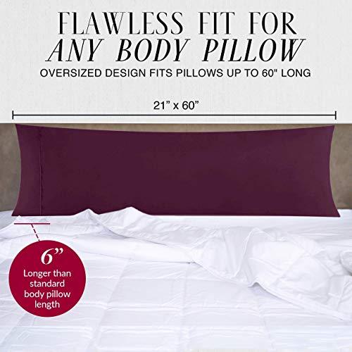 Italian Luxury Italian Luxury Body Pillow Cover - Soft 21\" x 60\" Microfiber Long Pillow Case w/ No Zipper - Fits 20\" x 54\" Pillow, Machine Washable, Black