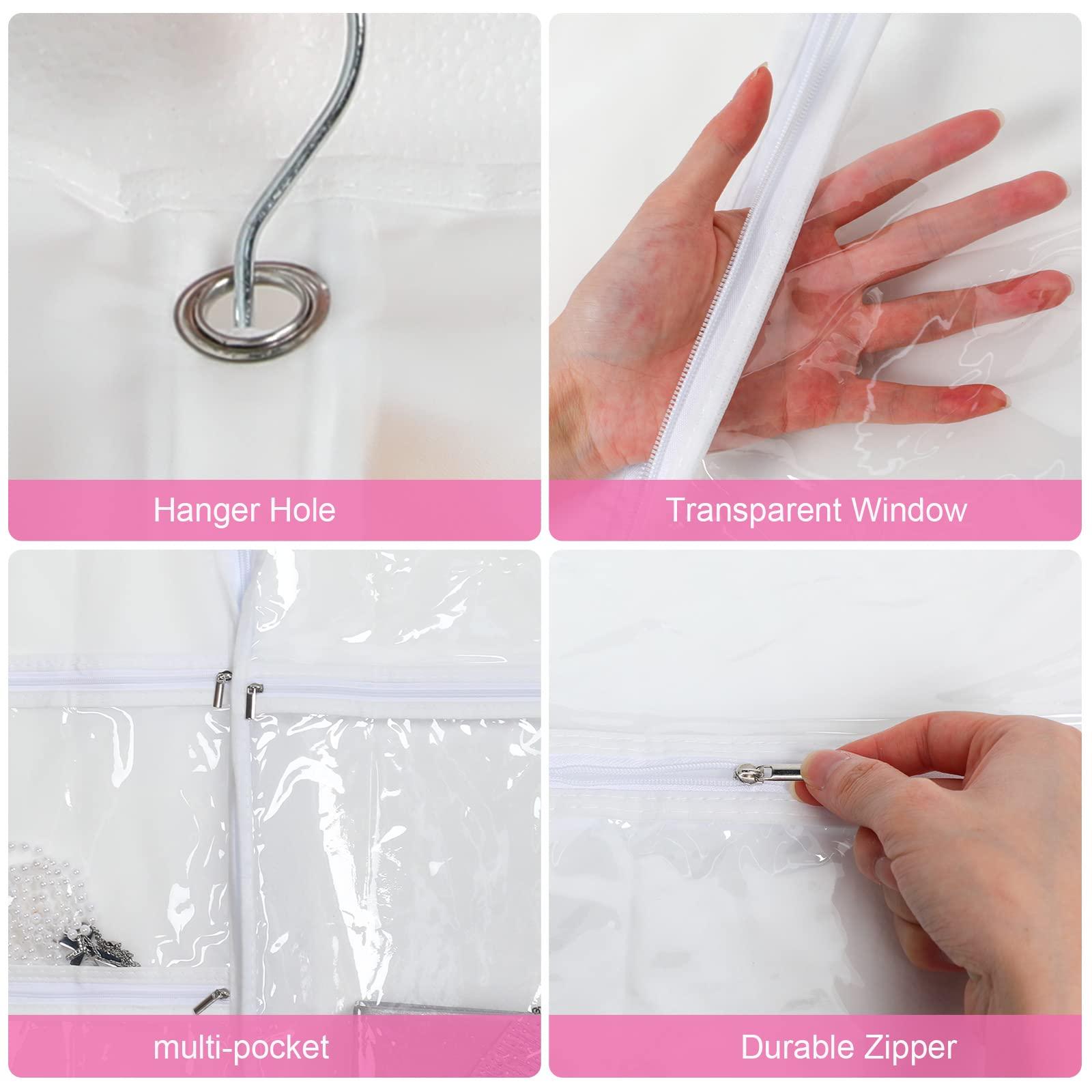 Woanger Woanger 6 Pcs Garment Bags for Dance Costumes Clear PVC with Zippers Garment Bag with Pockets Dance Costume Organizer Carrier for Storage Cover for Adult (White,20'' X 40'')