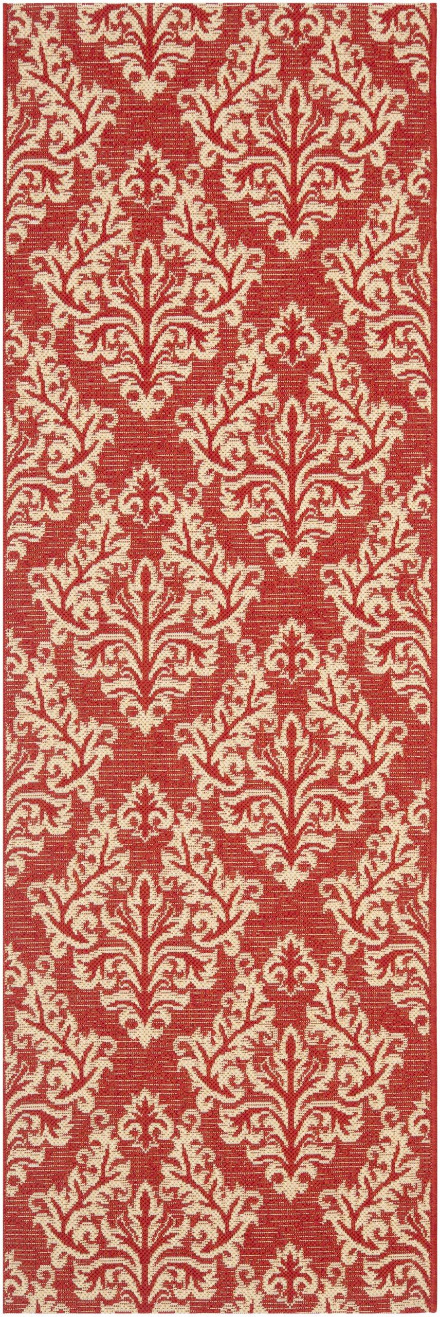 Safavieh SAFAVIEH Courtyard Collection 2'3" x 10' Red/Cream CY6930 Indoor/ Outdoor Waterproof Easy Cleaning Patio Backyard Mudroom Runner Rug