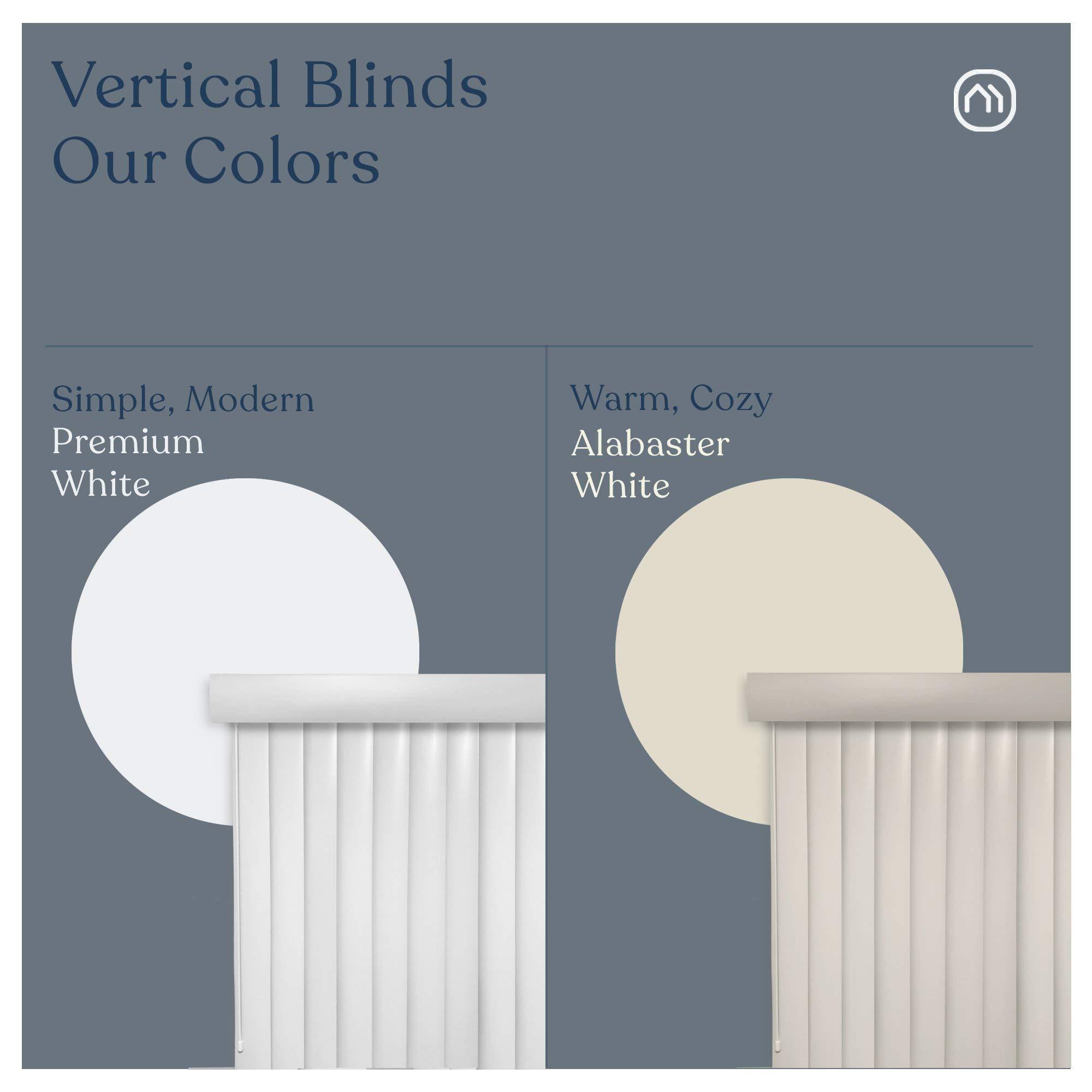 Mood Mood Vertical Blinds | for Sliding Door, Patio Door, French Door | 63 inch Blinds for Windows | Premium White | 63 x 60