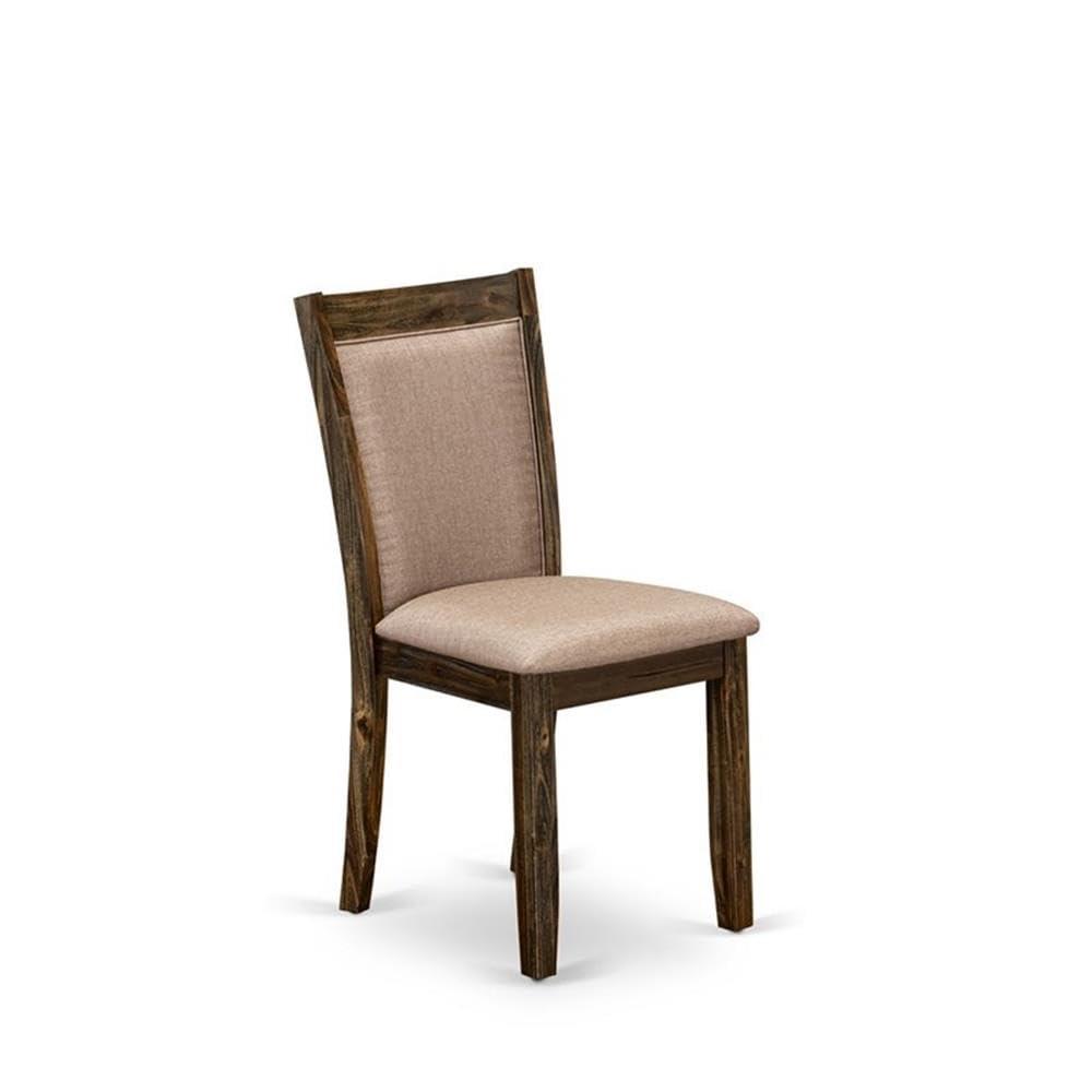 East West Furniture East West Furniture MZC7T16 Monza Parson Dining Chairs - Dark Khaki Linen Fabric Padded Chairs, Set of 2, Distressed Jacobean