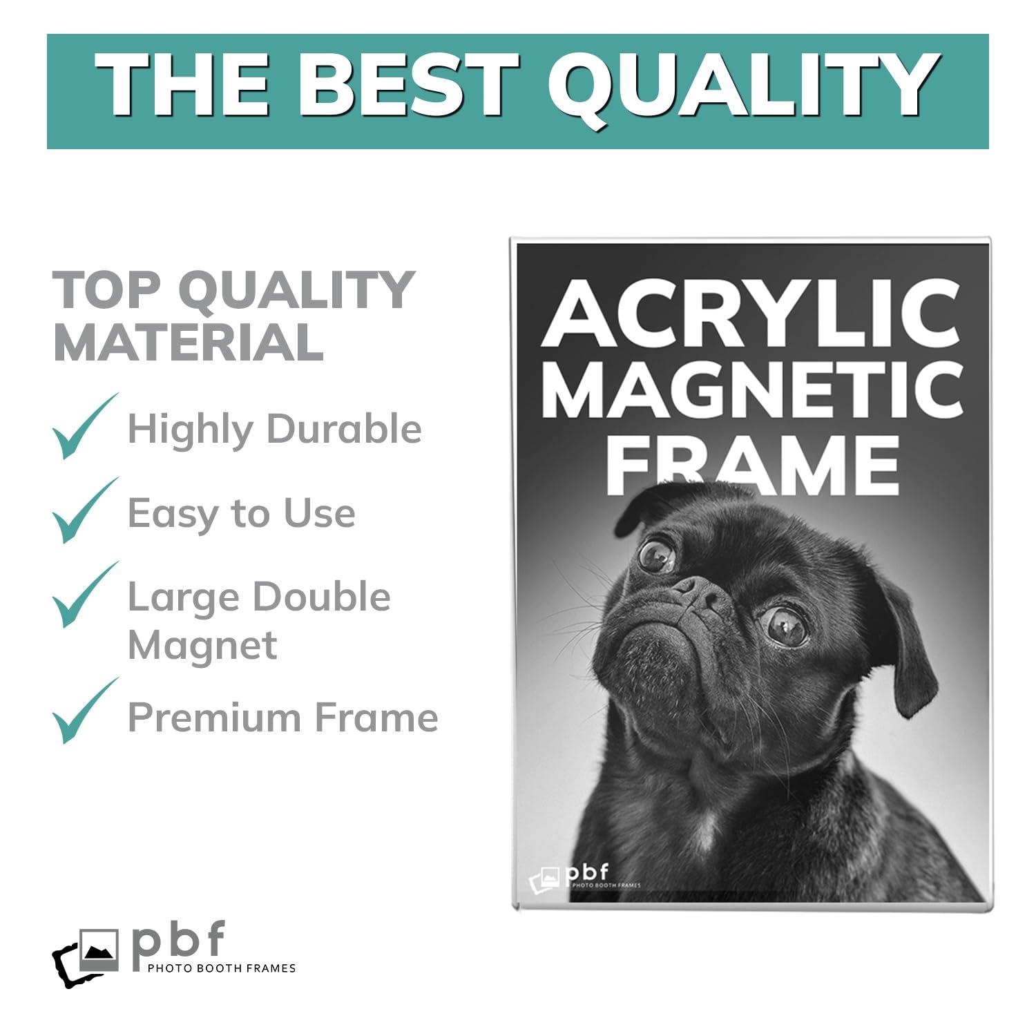 pbf PHOTO BOOTH FRAMES pbf 5x7 Magnetic Picture Frames for Refrigerator | 5 x 7 Clear Magnetic Acrylic Frames | Magnetic Photo Holders for Fridge, Locker, Photo Board, Art Display, Sign Holder (10-Pack)