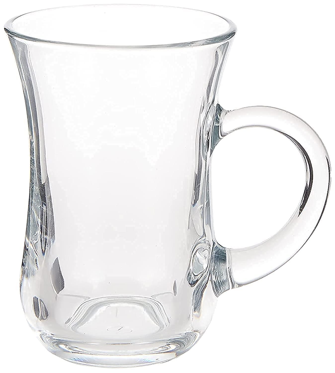 Pasabahce Pasabahce 55411 Keyif Turkish Tea Glasses with Handle, 145 ml, Glass, Transparent, Pack of 6