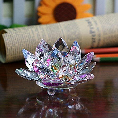OwnMy OwnMy Sparkle Crystal Lotus Flower Hue Reflection Feng Shui Home Decor with Gift Box (3 Inch/ 80MM)