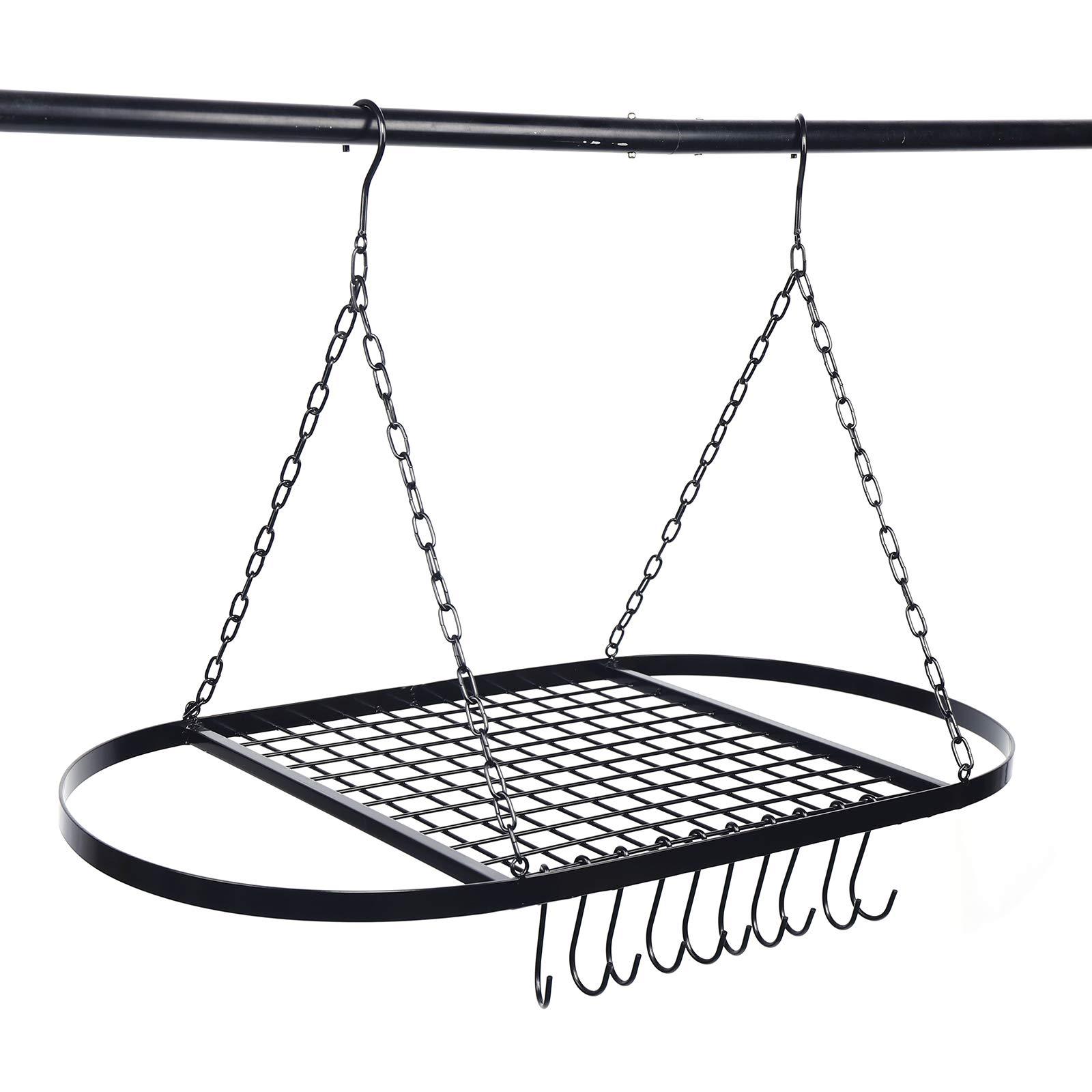 YIYIBYUS YIYIBYUS Square Grid Wall Mount Pot Rack,Ceiling Mount Grid Pot Pan Rack,Kitchen Cookware Hanging Organizer for Kitchen Storage and Organization, Iron Material(Black)