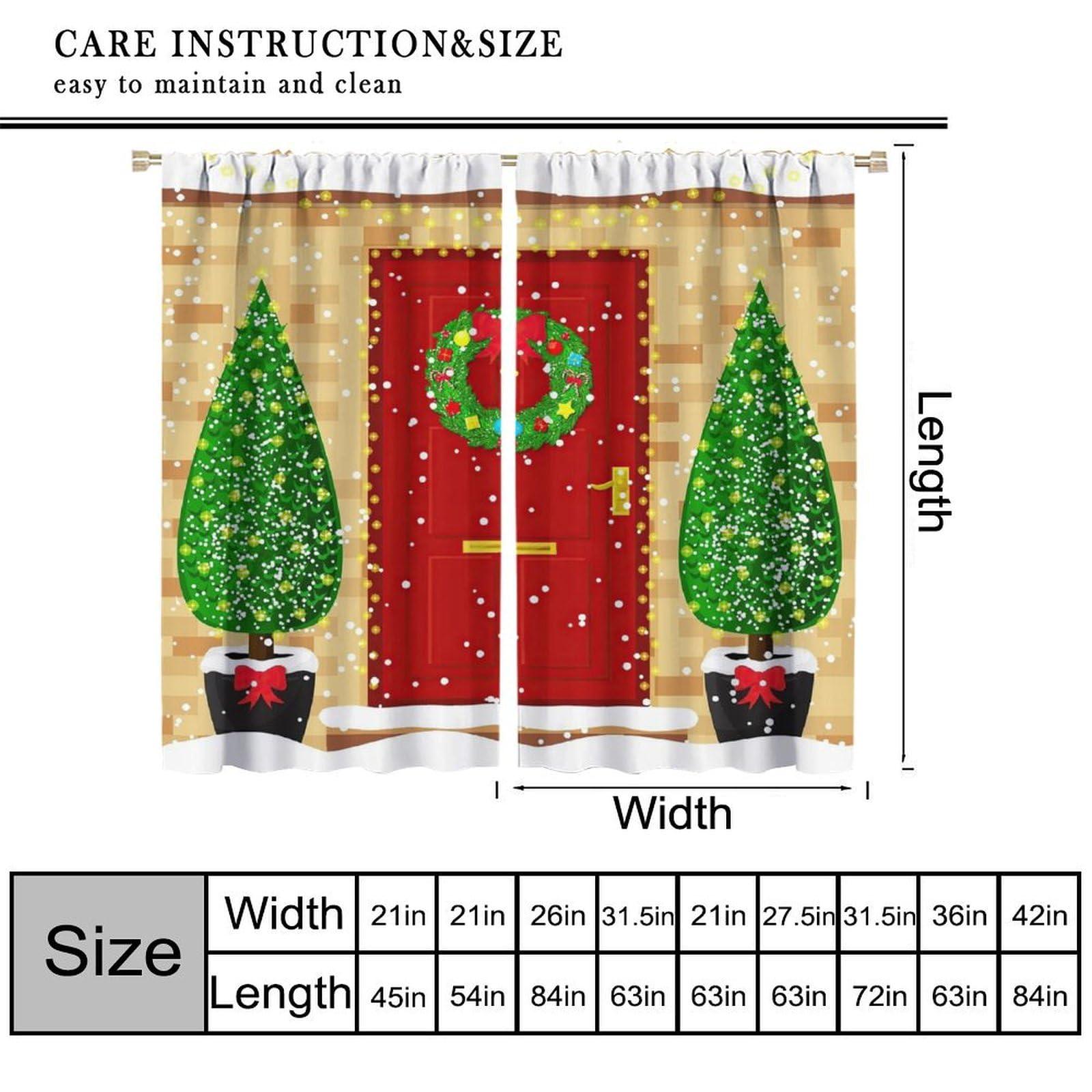 Nanacur Nanacur Christmas Blackout Curtains, Winter Snowflake Red Storefront Xmas Trees Window Drapes, for Christmas Living Room Bedroom 42(W)*84(L) 2 Panels-(Happy Christmas)