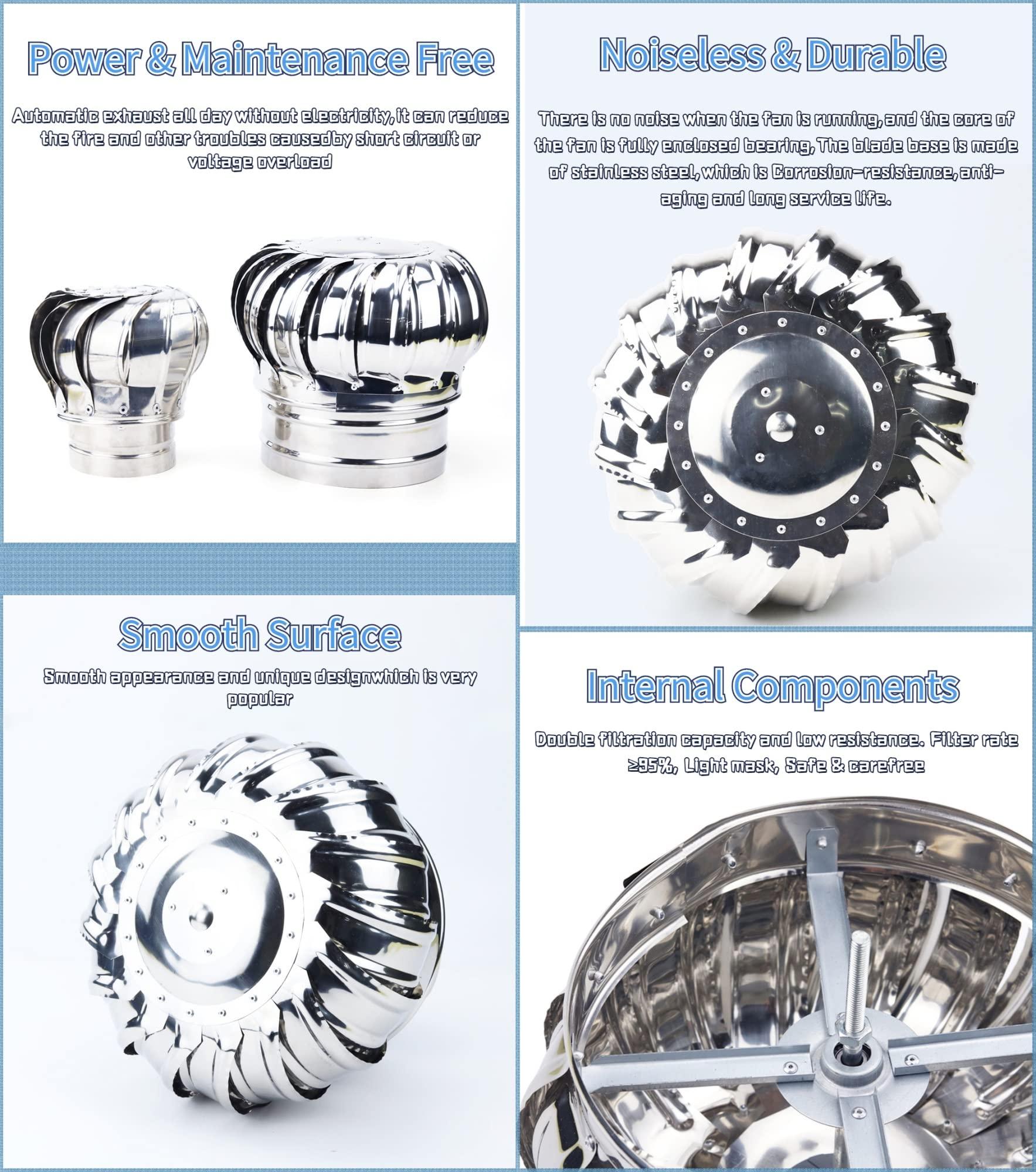 WAHHWF WAHHWF Round Chimney Cap 4 6 8 10 12 Inch for Outside, Spinner Stainless Steel Fireplace Chimney Cover, Rotating Top Chimney Flue Cowl Pipe Vent Cover