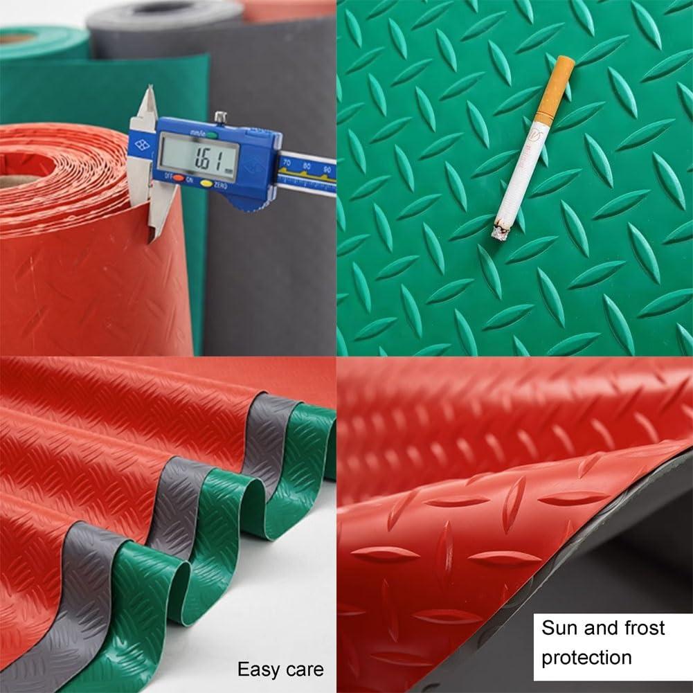 GRRICEPL GRRICEPL 1.5mm Thick Garage Floor Rubber Mat, Rubber Garage Floor Mats, Garage Floor Mats for Under Car, Heavy Duty Coin-Grip Garage Flooring Roll (Color : Green, Size : 0.9x8m)
