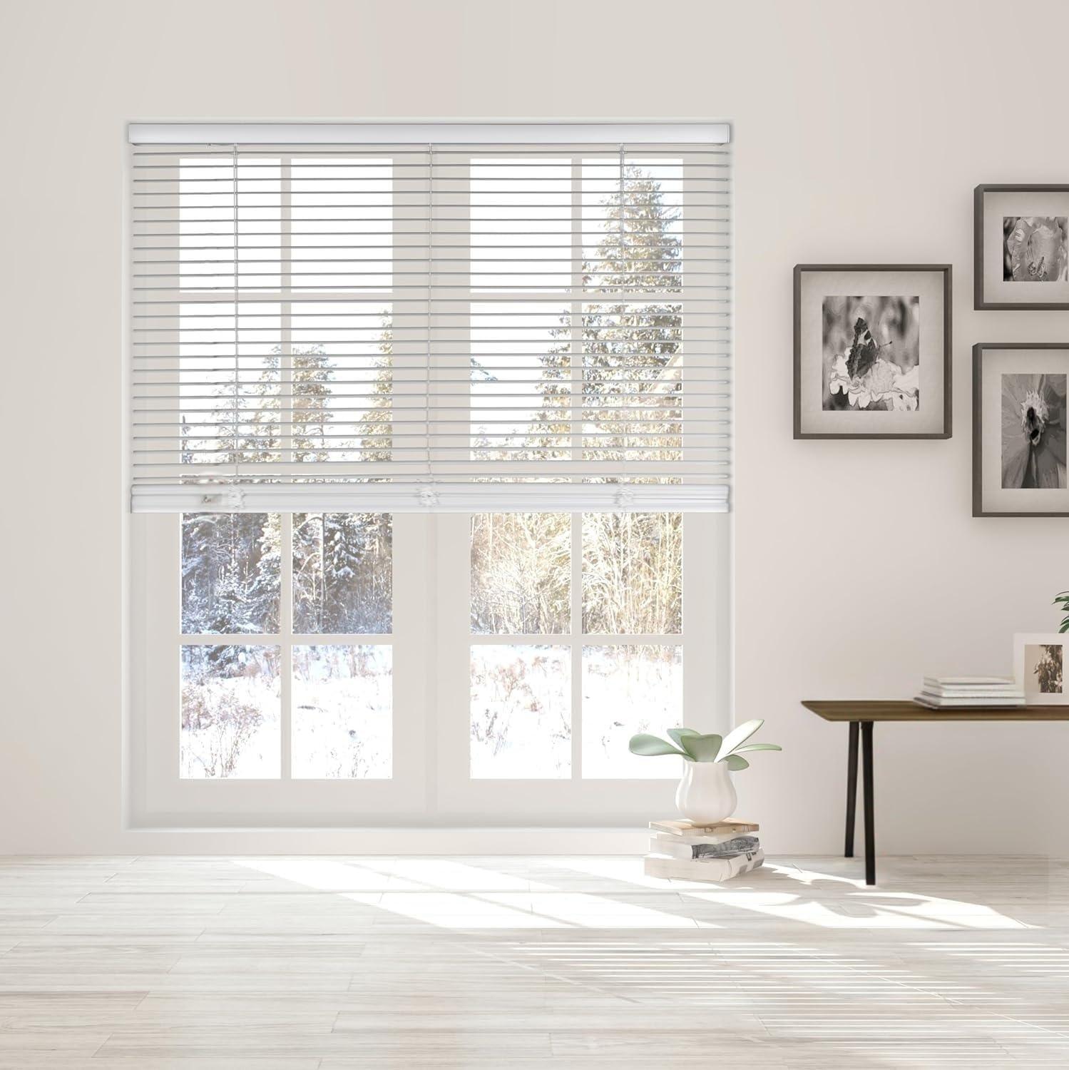 LOQPDNXN Blinds Custom Venetian Blinds for Windows Cordless Vinyl Blinds Horizontal Window Blinds Aluminum Blinds Blinds & Shades for Indoor & Ourdoor by White.25 1/2" W x 44" H