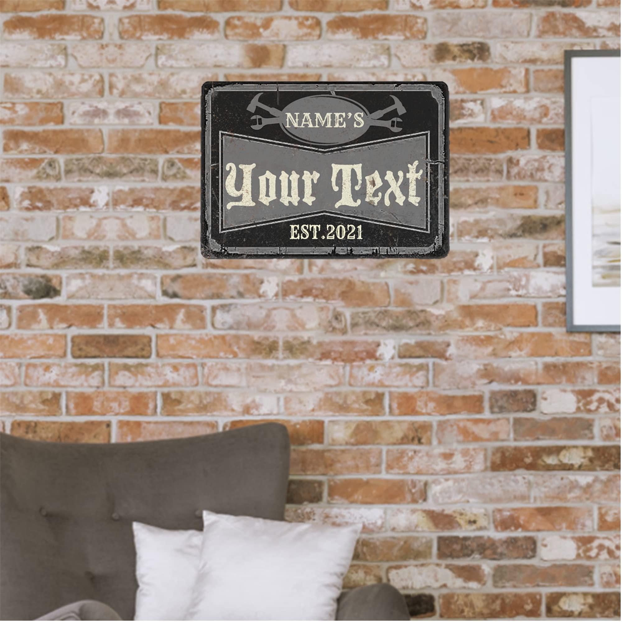 HomeLoft Basics Custom Metal Signs Personalized Retro Wall Art with Your Text for Business Shop Bar Backyard Decor Plate Creative Gifts