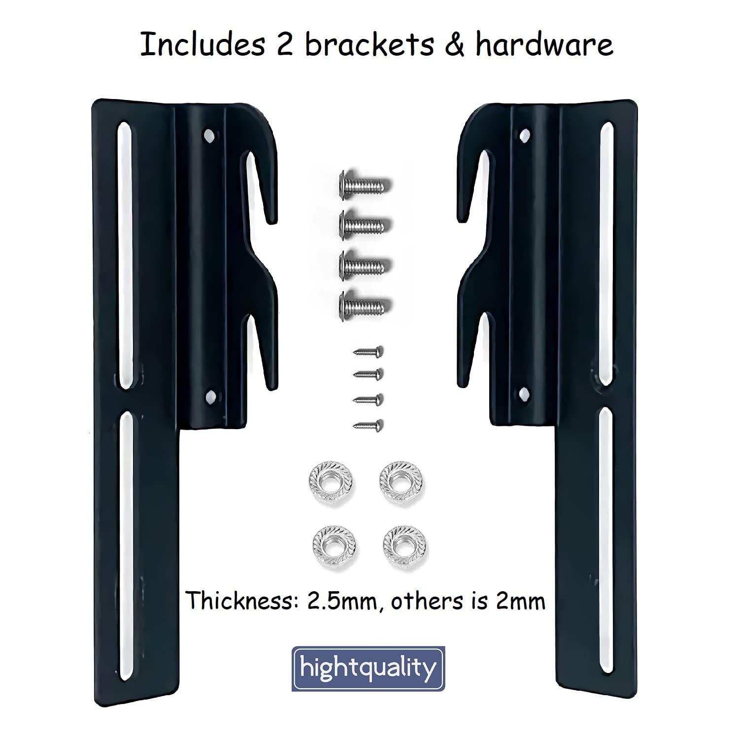 ruiru bro 4pcs 711 Bolt-On to Hook-On Bed Frame Conversion Brackets for Headboard or Footboard,Bed Hook Adapter kit with Hardware, Hook on Bed Rails Brackets(Black)