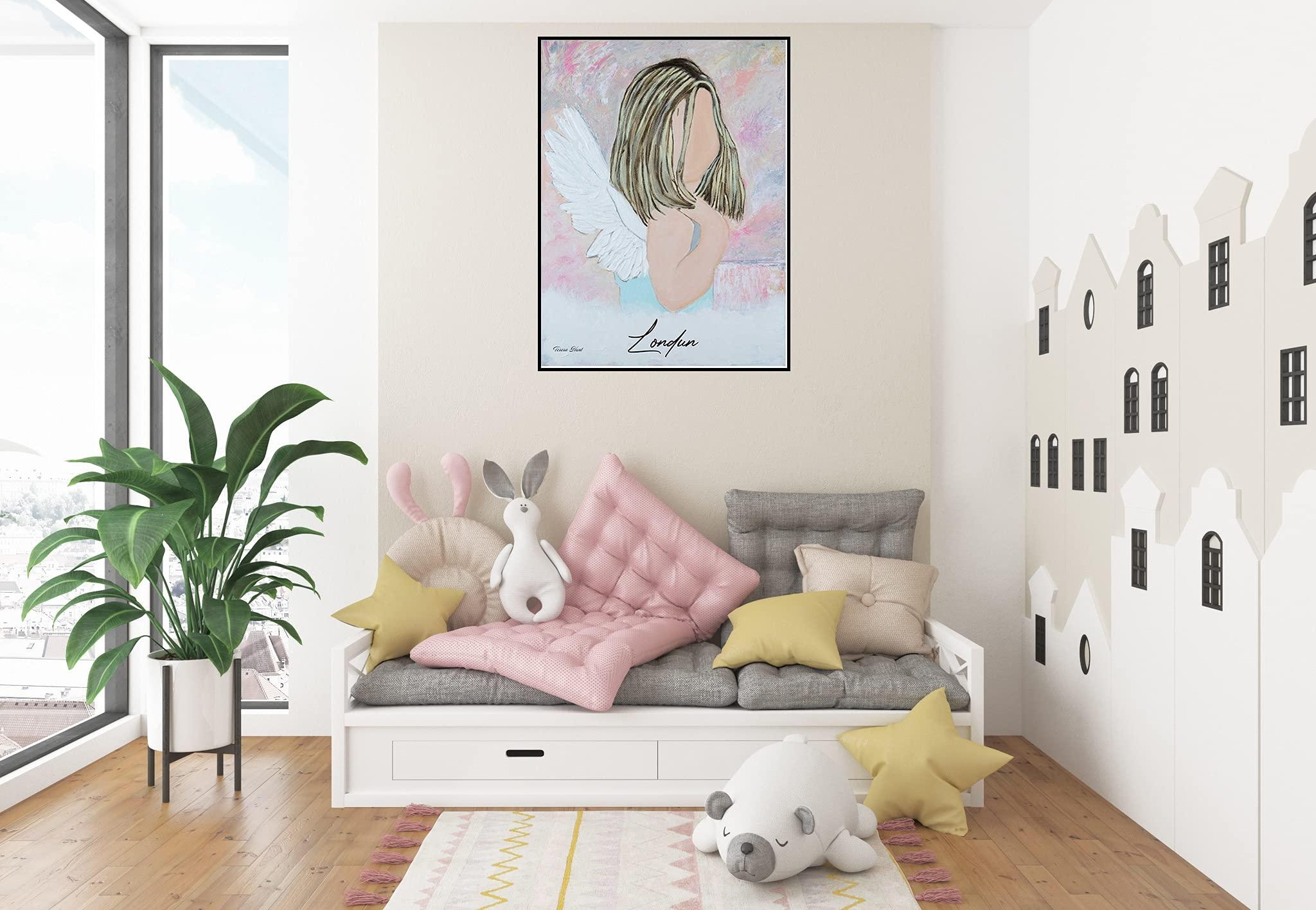 Generic Abstract Angel Painting - Kids Room Dcor - Angel Wall Prints - Angel Abstract Print-Angel Art-Angel Art-Angel Painting-Guardian Angel (Giclee Print, 18x24 Inches)