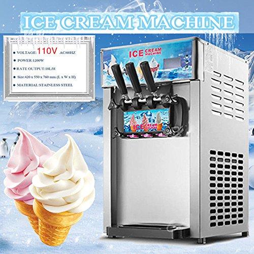 HayWHNKN HayWHNKN Commercial Soft Serve Ice Cream Machine 3 Flavor(2+1 flavor) Stainless Steel 18L/H 110V 1200W