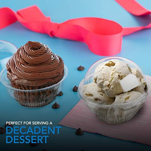 Stock Your Home Mini Clear Plastic Dessert Cups with Lids 5 oz (Set of 50) Small Disposable Parfait Cup, Dome Lid - No Hole, 5-Ounce Party Fruit Containers, Banana Pudding Bowl, Jello, Ice Cream, Desserts Container