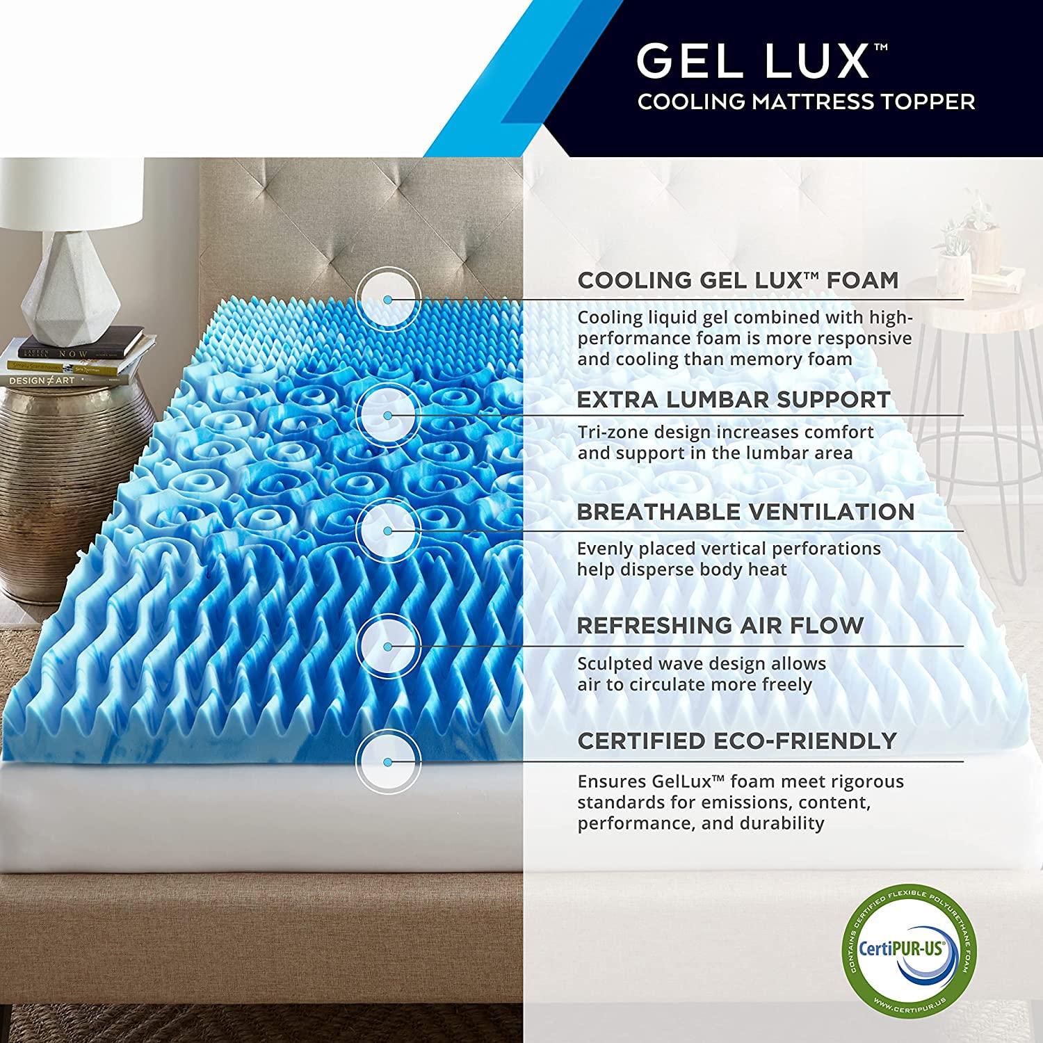 Boyd Sleep Twin Size 4" Gel Lux Memory Foam Mattress Topper: Contouring Comfort, Pressure Relief Zones, Cooling Gel Infusion, Air Flow Tech, Medium Firm Support, CertiPUR-US Certified