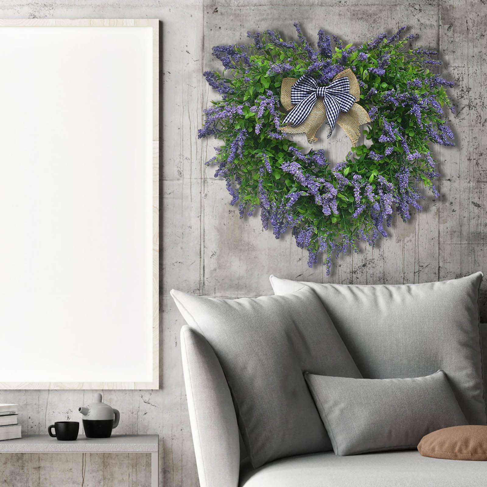 Wreaths Valentines Door Wreath, Valentine\'s Day Garland Purple Porch Gifts Handmade School Ribbon Burlap Outdoor Heart Shaped Spring Party Supplies Lights