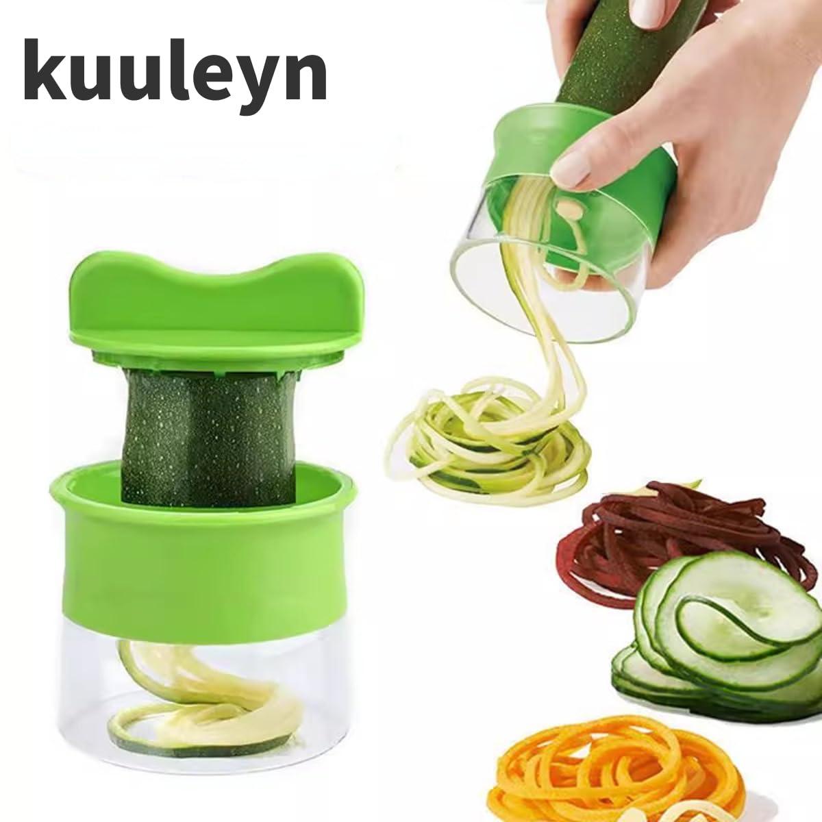 Kuuleyn Handheld Spiralizer Vegetable Slicer,Vegetable Zoodler Spiralizer,3 Blades Fine Shredded Coarse Shredded and Thin Slices Manual Handheld Spiral Shredder