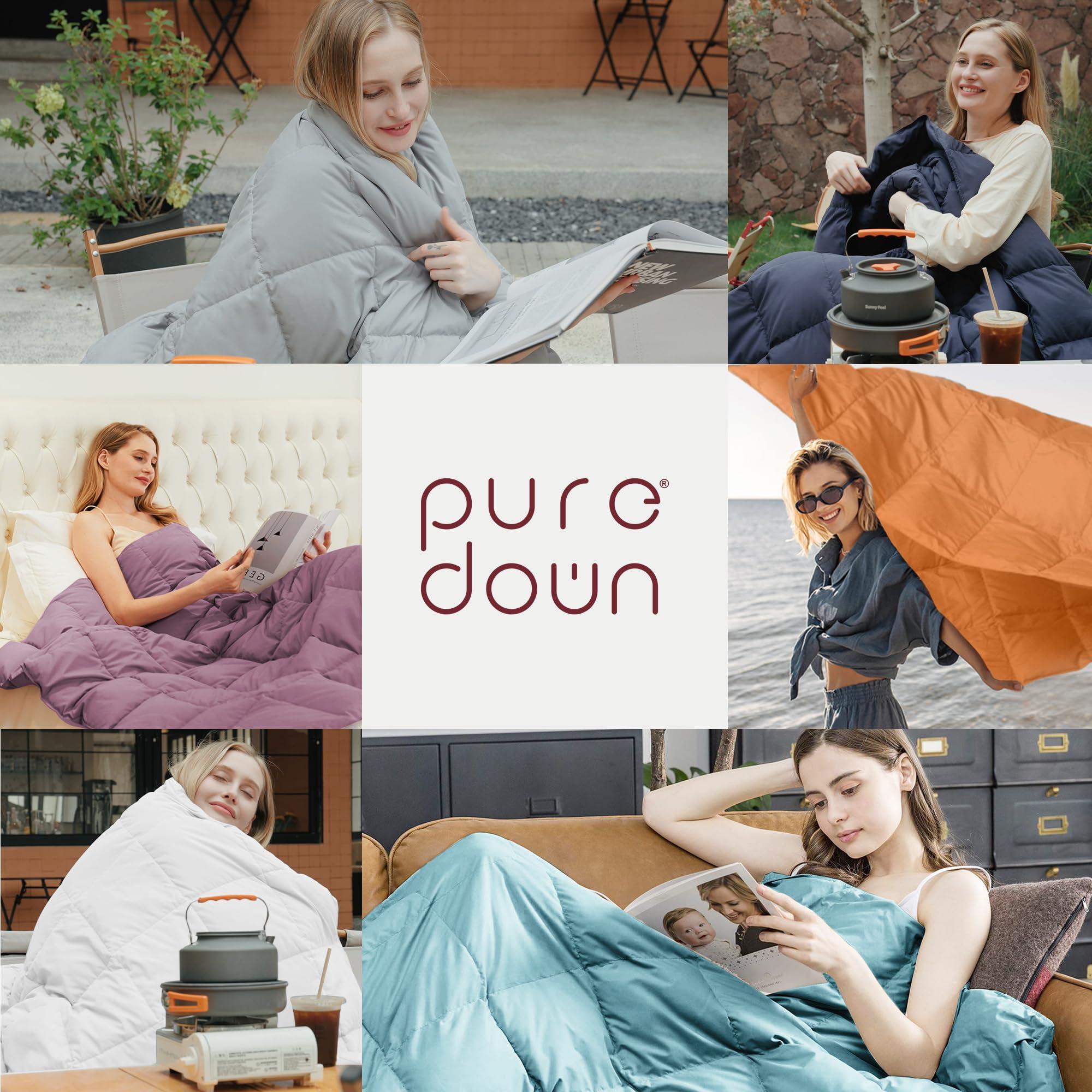puredown Puredown Soft Feather Down Throw Blanket Lightweight Packable Couch Throw for Indoor and Outdoor Use, 50\"X70\", Wine