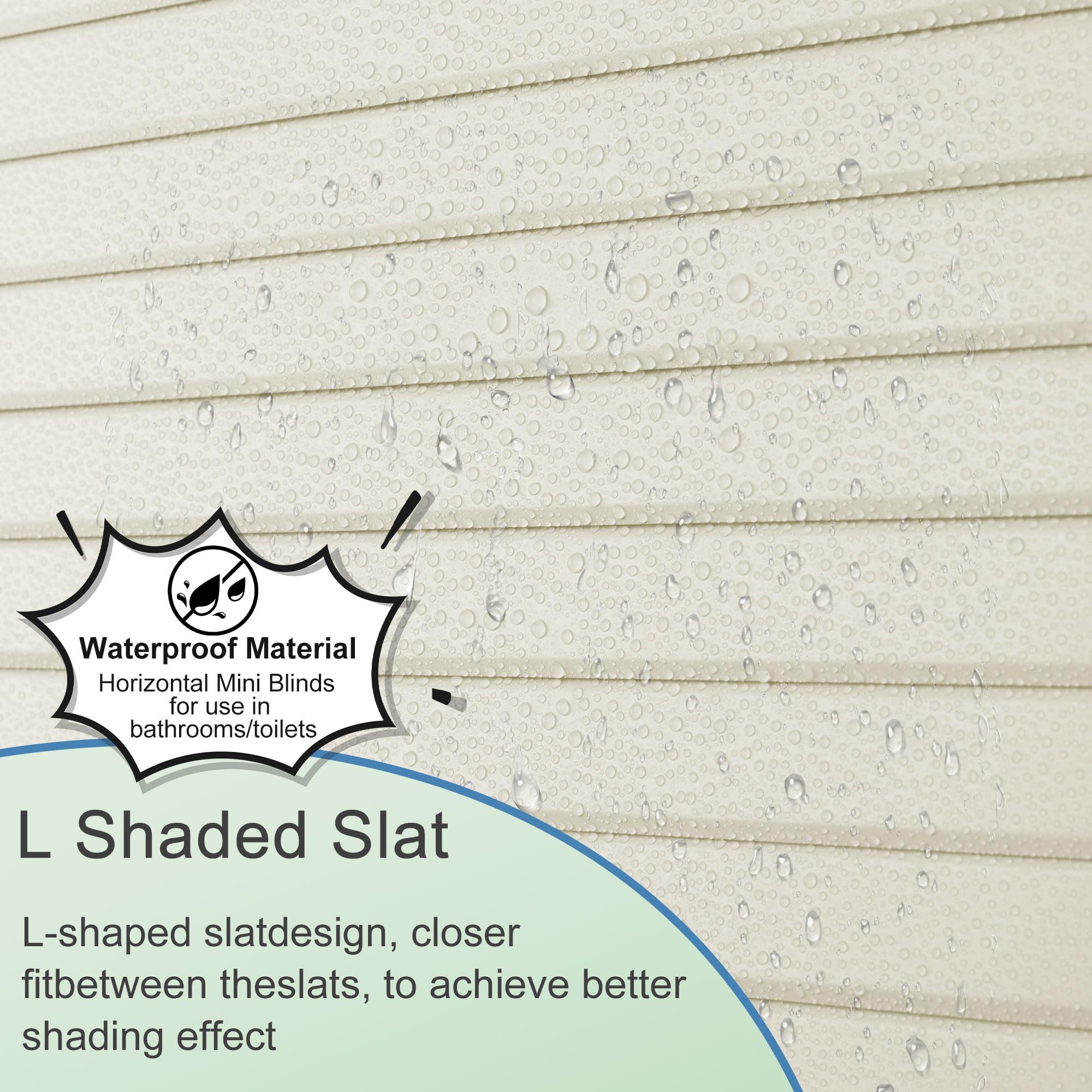 BERISSA BERISSA No Drill No Tool Cordless Mini Window Blinds 1 inch Venetian Blind Aluminum Horizontal Blinds Camper Blinds for Interior Inside(47" W x 39" H) Beige