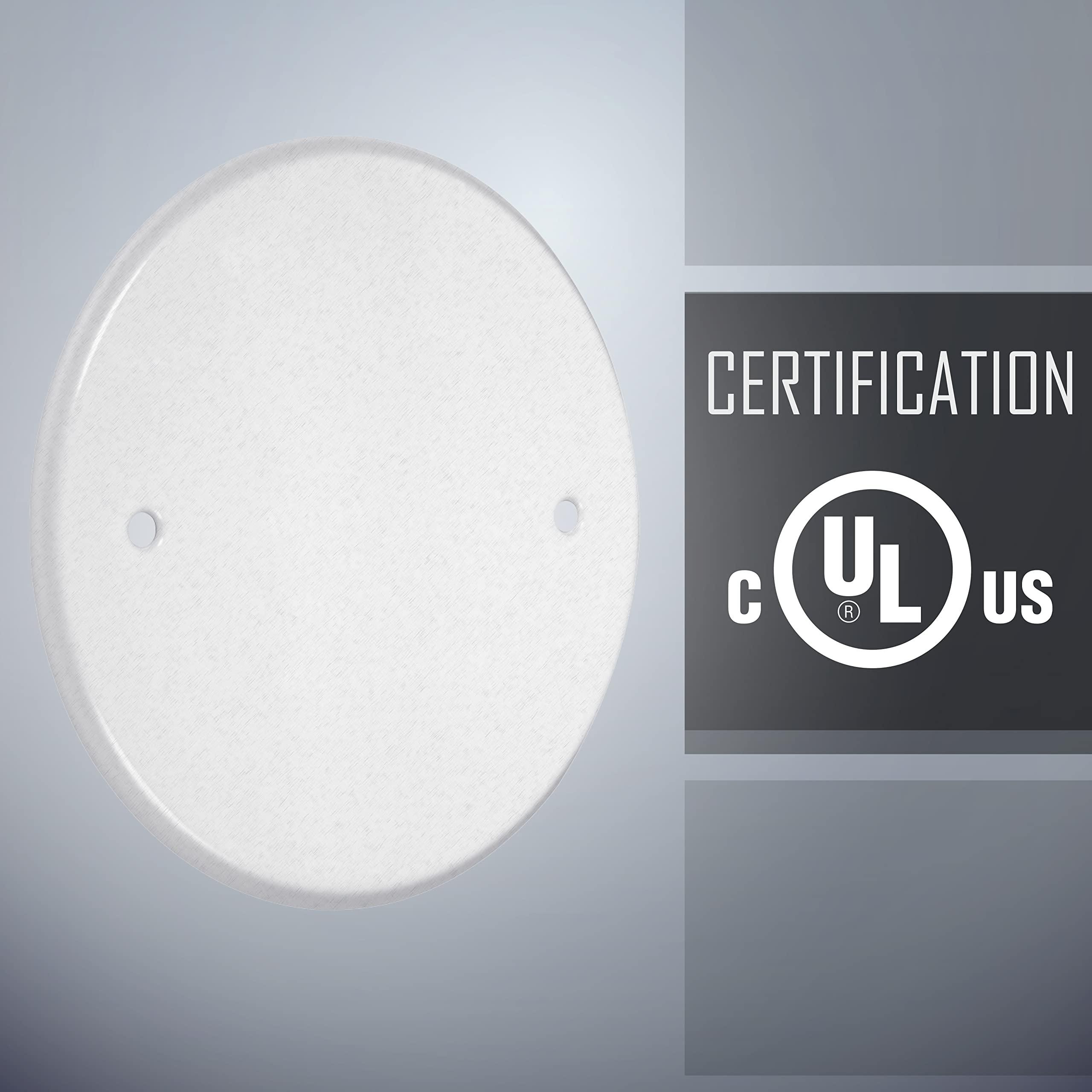 TayMac TayMac LPB3400 Flat Round Blank Plate Metallic 5 4-Inch. Box Mount, White Finish