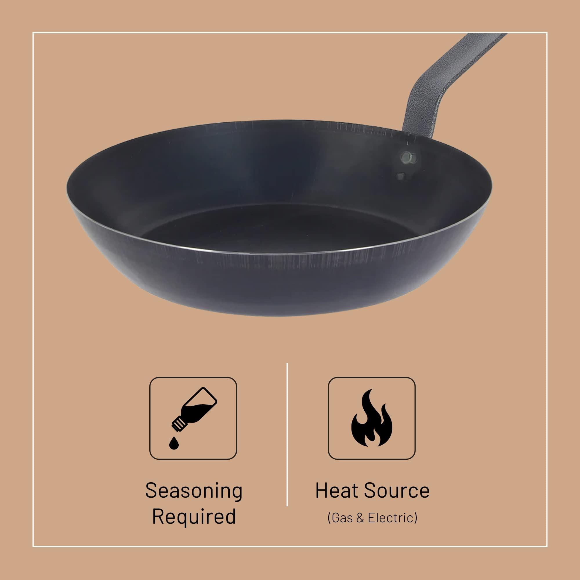 De Buyer DE BUYER Lyonese Round Frying Pan, Diameter 20 cm, 5020.20, Non-Stick Coated Steel, Black