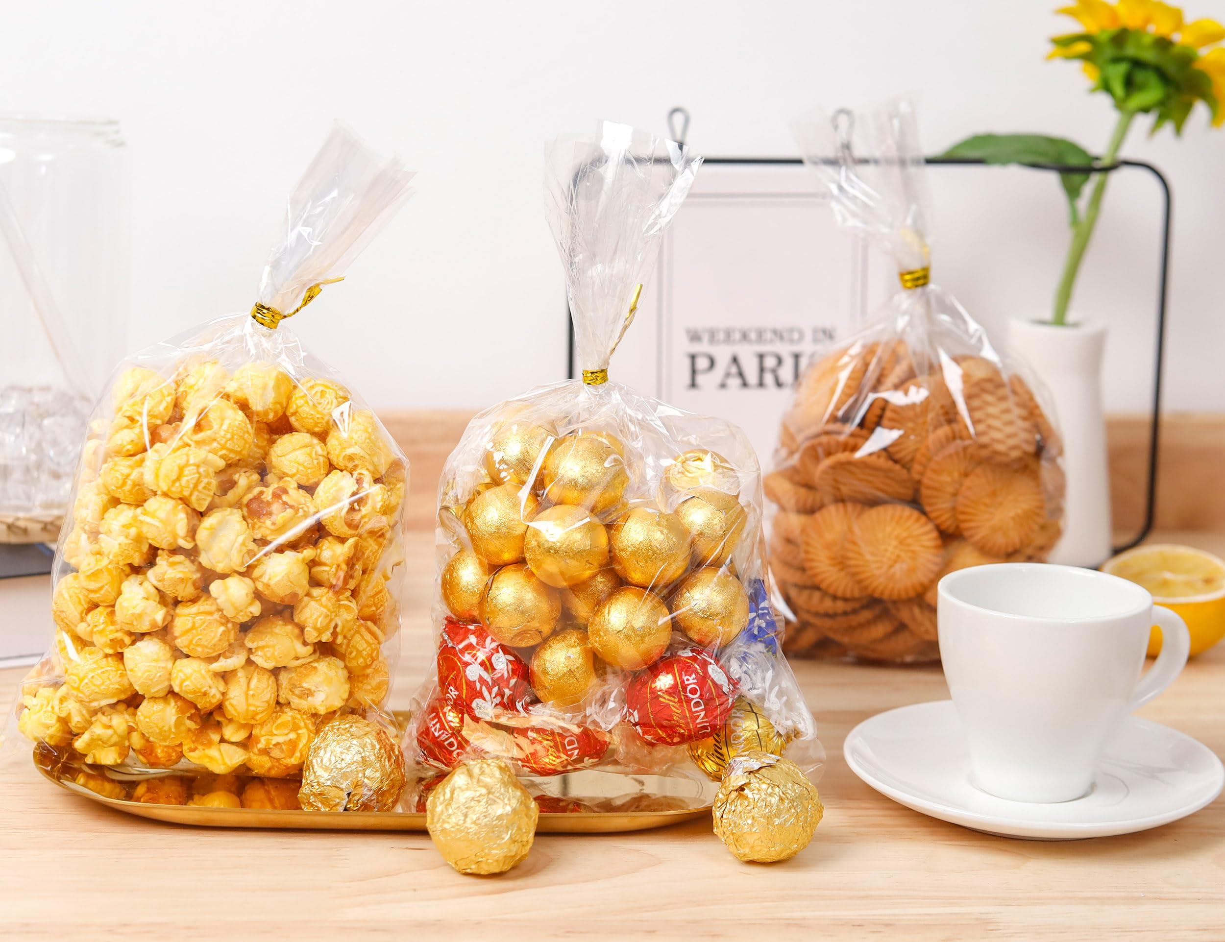 LOKQING LOKIQNG 100 PACK Cellophane Bags Plastic Treat Bags Clear Cookie Bags Candy Bags with Twist Ties and 100 PACK Cupcake Boxes Plastic Individual Cupcake Containers Single Cupcake Carrier