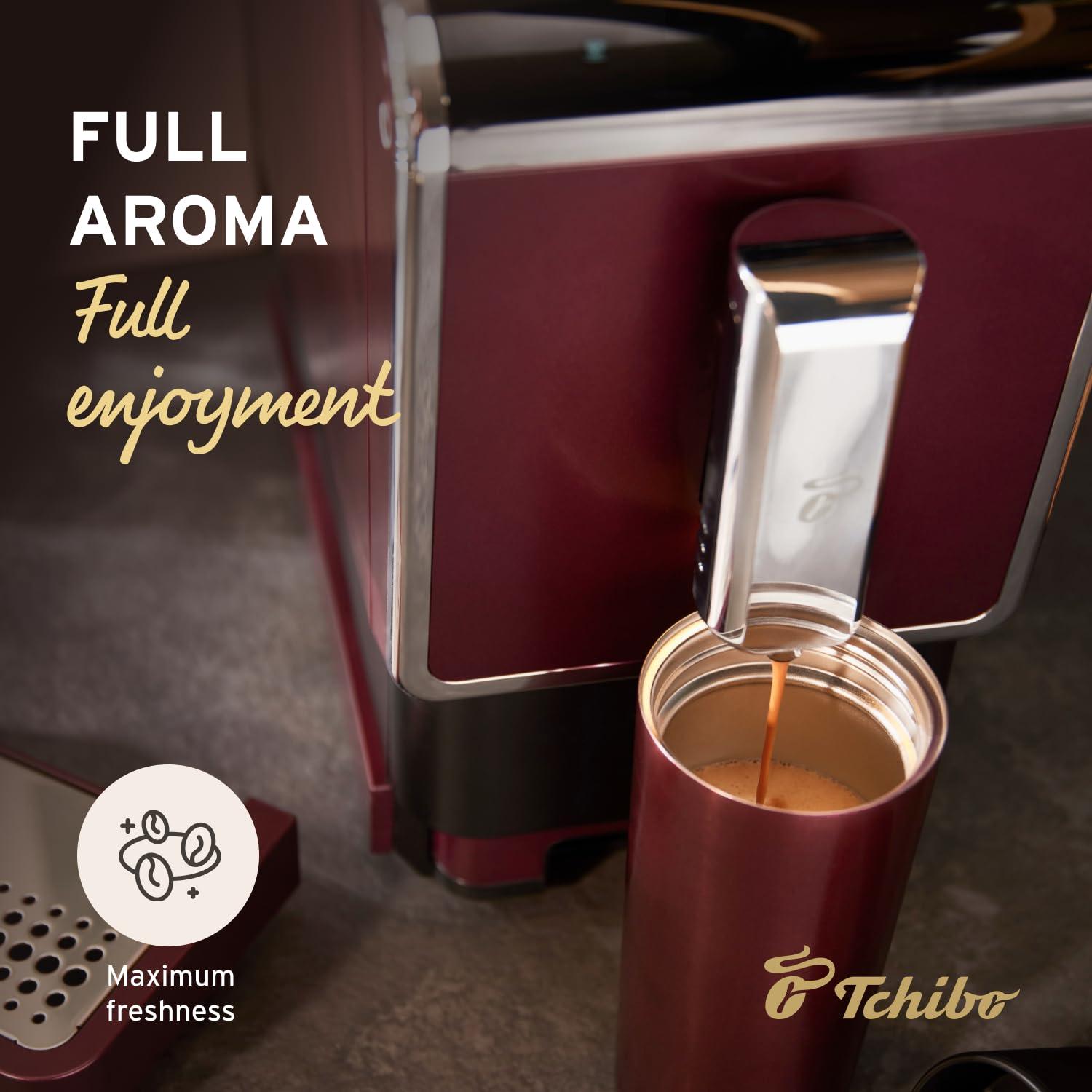 Tchibo Tchibo Automatic Espresso & Coffee Machine Bundle with Built-in Grinder, Comes With 3 x 12 oz. Bags of Whole Bean Coffee, Red