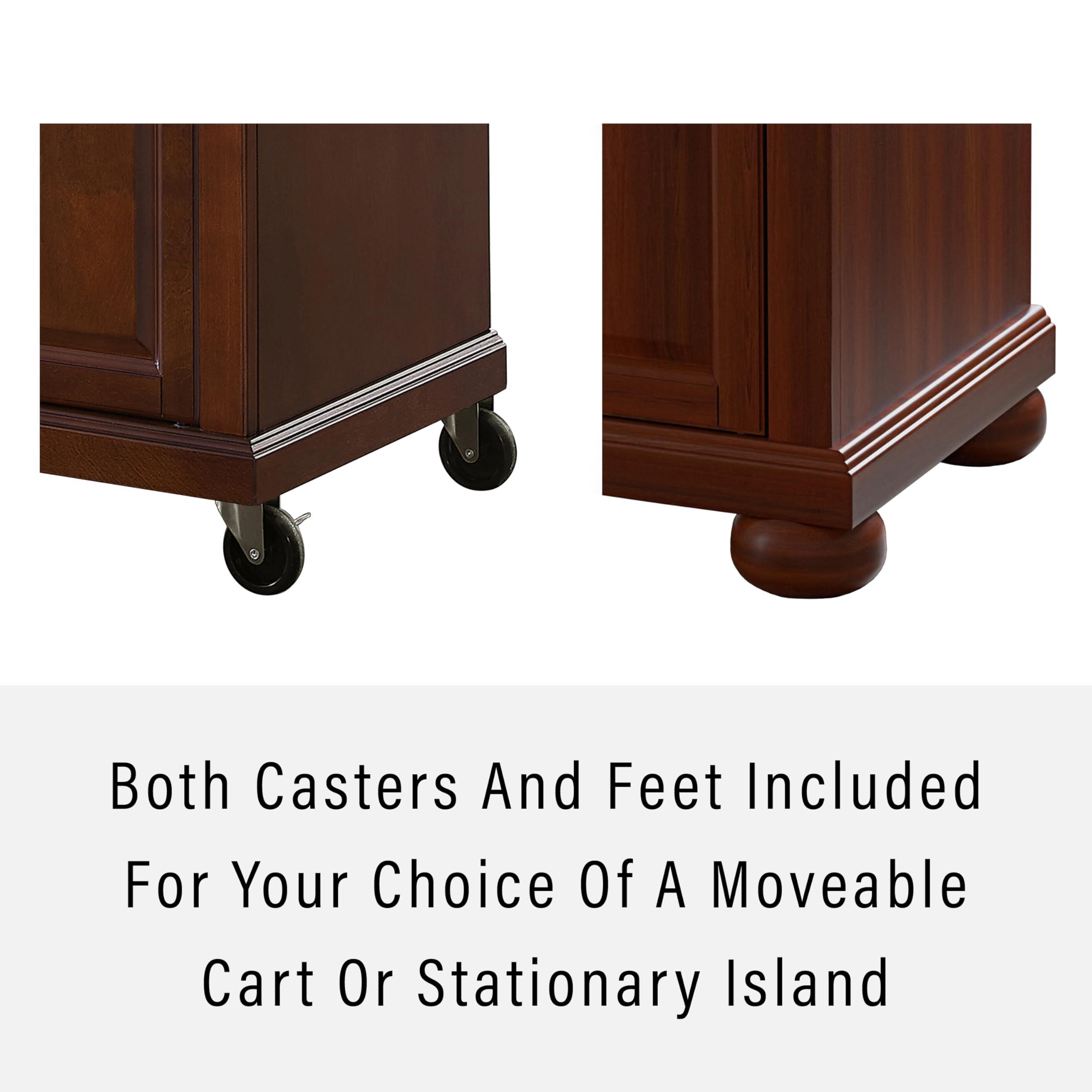 Crosley Furniture Crosley Furniture Alexandria Granite Top Small Portable Rolling Kitchen Island Storage Cart, Microwave Stand, Mahogany