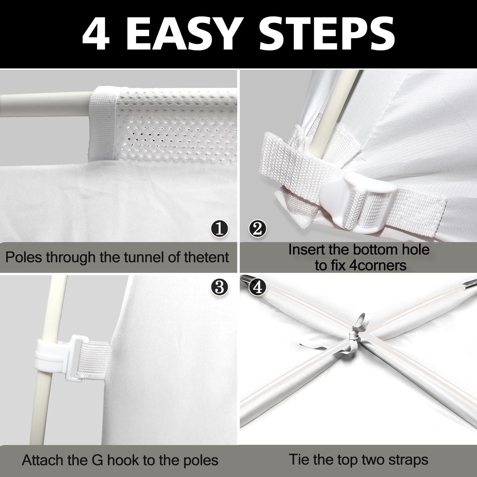 RIYDH RIYDH Bed Tent Bed Canopy Queen Size for Adult and Kids - Portable Sleeping Tents Indoor Dream Tents 70% Blackout with String Light 3 Doors Breathable Privacy Space Tents