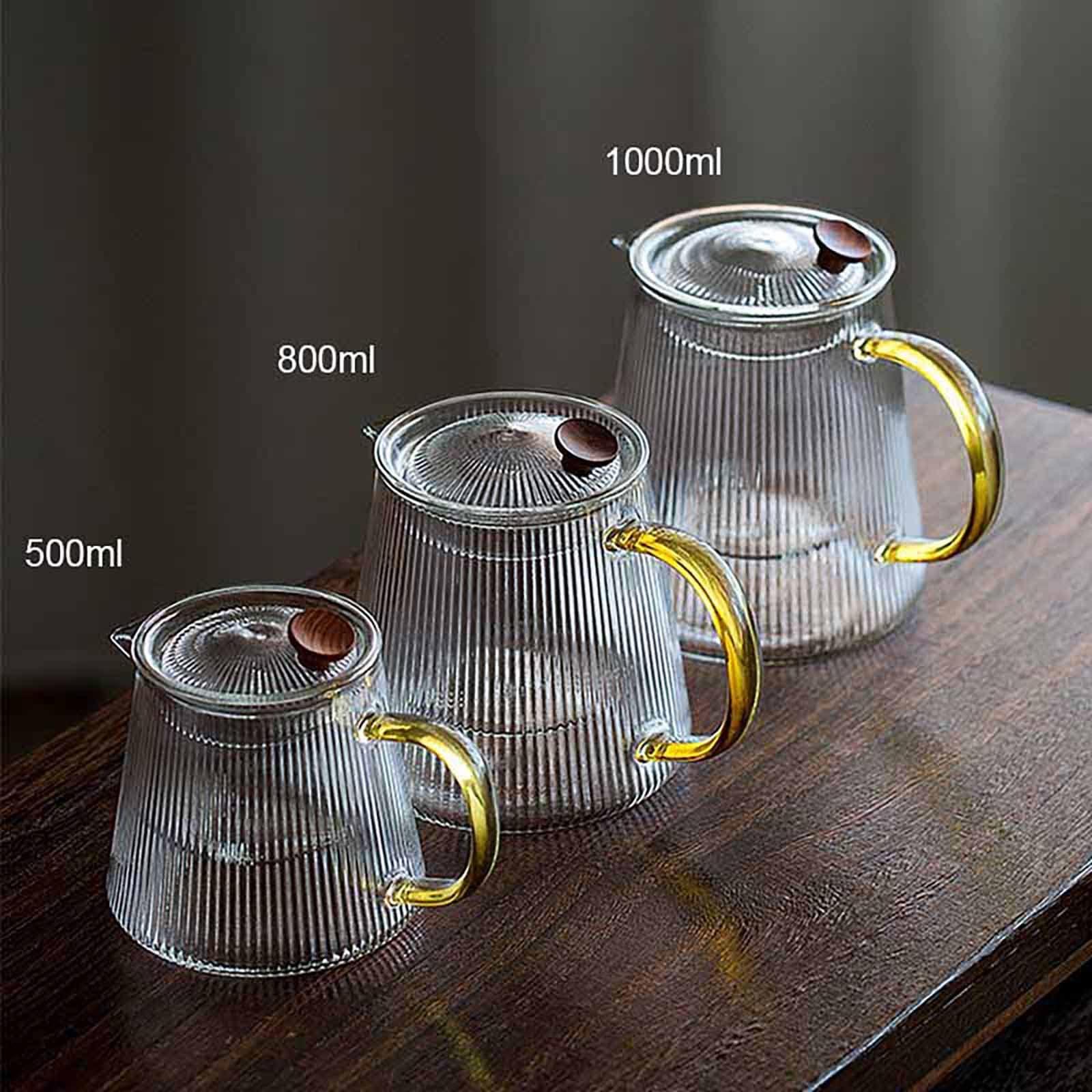 Generic Glass Teapot, 500ml,800ml,1000ml Tea Pot Great for Loose Leaf Tea, Blooming Tea, Tea Bags & Fruit Infused Water, Teapot for 4-6 Cups ( Color : Clear , Size : 500ml )