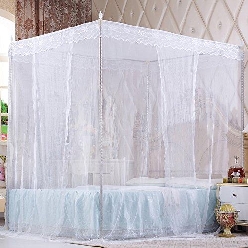 Nattey Nattey 4 Corners Princess Bed Curtain Canopy Canopies For Girls Boys Adults Bed Gift (Twin, White)