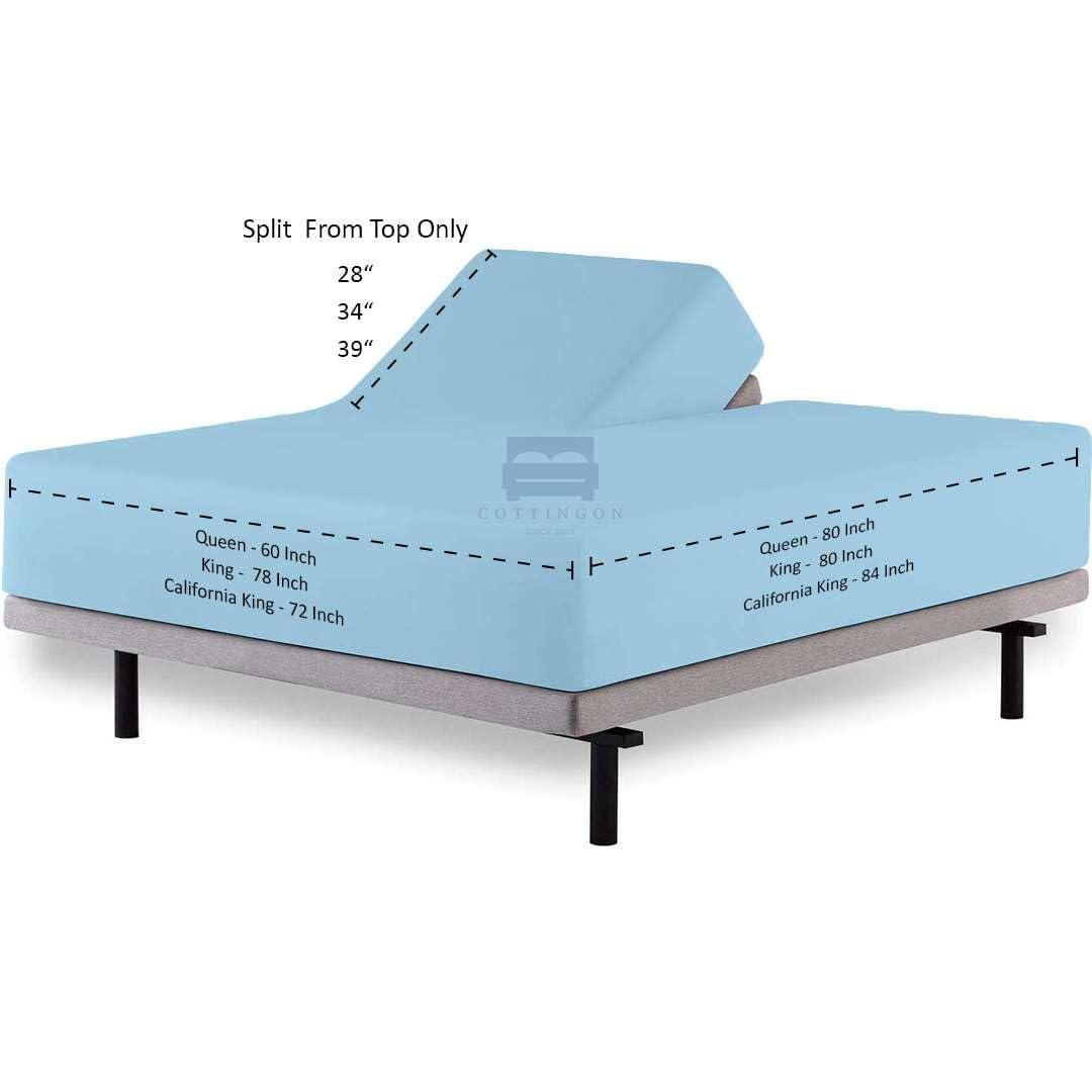 Cottingon Sheets for Sleep Number Bed Split King,Split Top King Sheets for Sleep Number Bed,100% Egyptian Cotton,Light Blue Solid,34 Split- Cal King,400 TC,16 Inch Deep,Split King Sheets for Sleep Number Beds