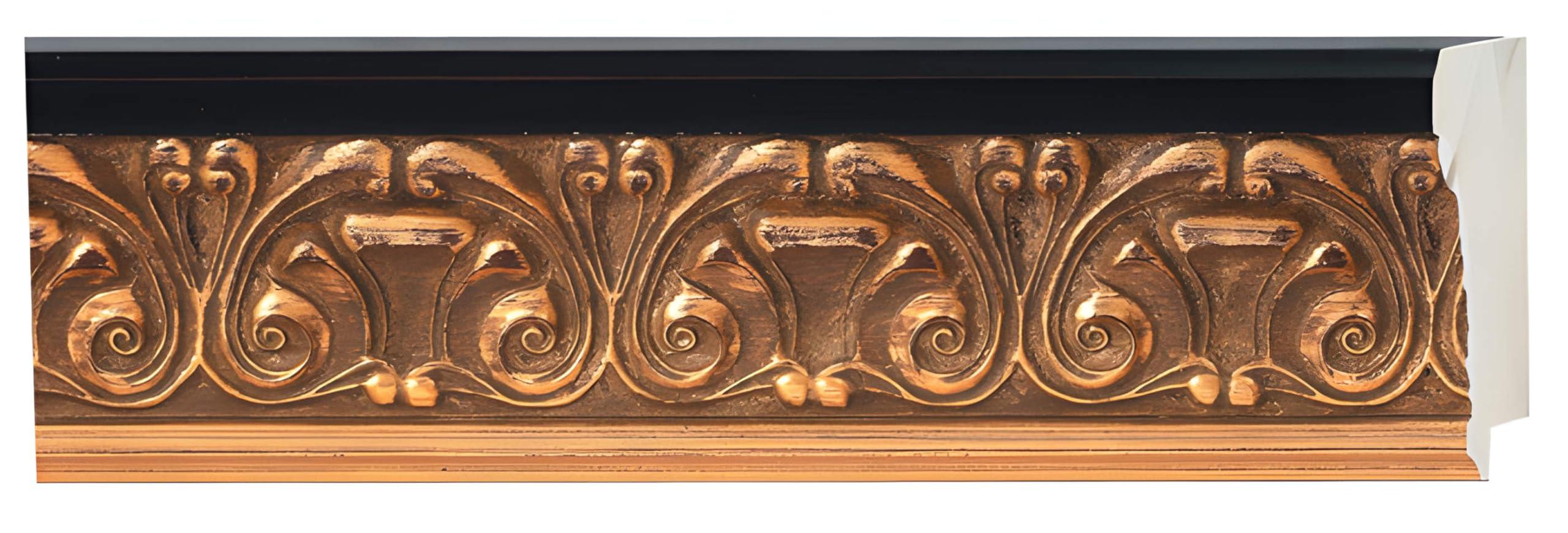 Poster Palooza Poster Palooza 8x8 Frame Gold Ornate Furio Solid Wood Picture Frame | 2.75 Inch Moulding Width | with UV Acrylic Plexiglass, Foam Board Backing & Hanging Hardware Included