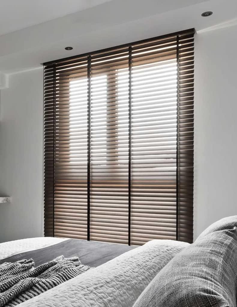 HWF Wooden Venetian Blinds with Tapes, 50mm Slats, 60cm/ 80cm/ 100cm/ 120cm/140cm Wide Window Horizontal Blinds for Bedroom/Kitchen/Office, Black Walnut (Size : 120x120cm(47.2"x47.2"))