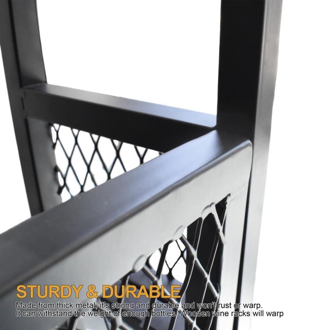 GWLQRTXV GWLQRTXV X2 39in Wine Rack with LED Lighting Wall Mounted Glass Holder, 3-Tiers Liquor Bottles Shelves Display Storage Organizer Hanging Long Stemware Goblet Metal for Home Mini Bar Cellar Black