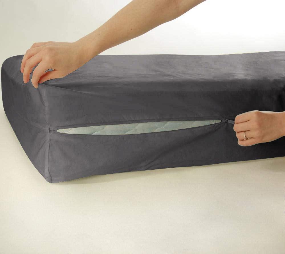 QualityBeddingHub QualityBeddingHub Dark Gray Zipper Fitted Sheet Twin XL Size 14 Inches Pocket 39 x 80 Inches 1000 Thread Count Egyptian Cotton Fitted Sheets for Twin XL Size Bed with Zipper