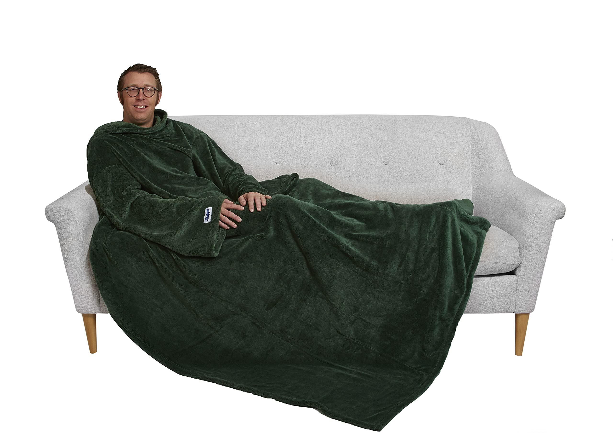 Slanket Slanket Blanket with Sleeves - The Ultimate for Women & Men - Adults Blanket with Foot Pocket & Hand Pocket - Lightweight, Plush, & Soft Oversized Fleece Blanket Robe - 60W x 80 L, Hunter Green