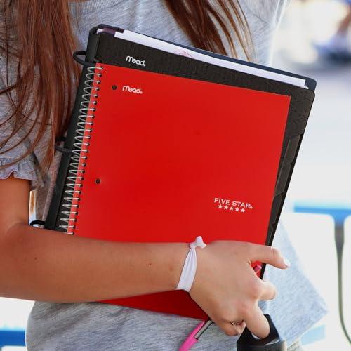Five Star Five Star Spiral Notebooks + Study App, 6 Pack, 1 Subject, Wide Ruled Paper, Fights Ink Bleed, Water Resistant Cover, 8-1/2\" x 10\", 100 Sheets, Black, Red, Yellow, Purple, Green, Blue (38042)