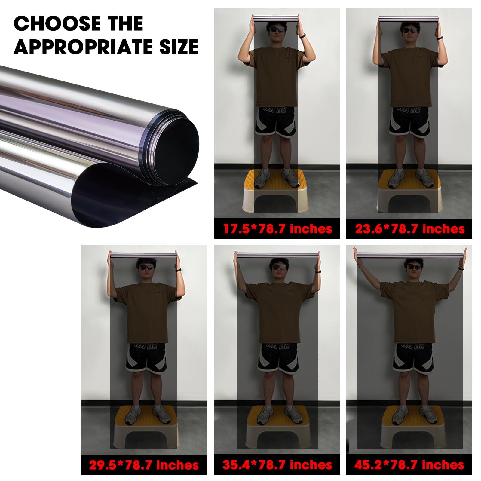 ColorfulHall ColorfulHall Window Film Privacy One Way Window Tint for Home Reflective See Out not in Light Heat Blocking for Doors and Windows(Black 35.4X78.7)