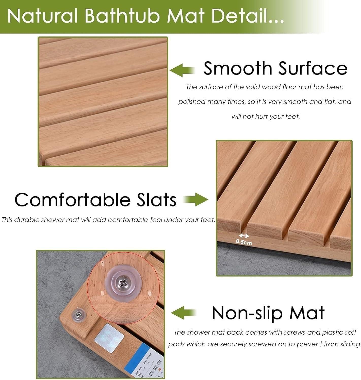 Balissm Balissm 30 40 50 60 70 80 90 100cm Large Bath Mats Slated Platform, Waterproof Teak Wood Shower Matt for Bathroom Floor/Inside Shower/Outside Shower(30x30cm/12x12in)