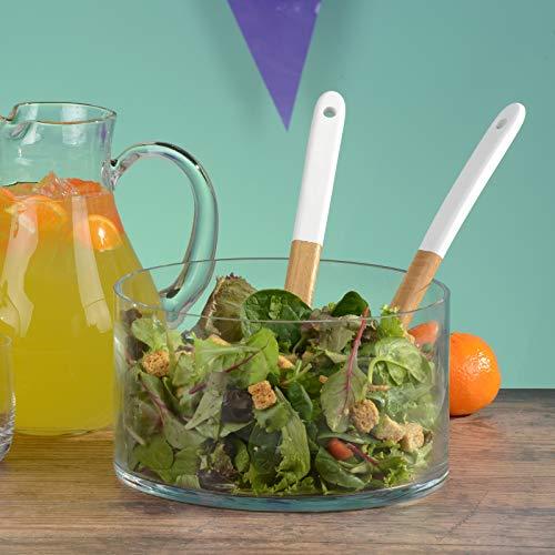 ARTLAND Artland 9.5\" Round Glass Bowl, Clear | Fruit and Salad Bowl, Centerpiece Serving Bowl - Ingredient Mixing Bowl | Cylinder Shape - Glass Storage Container | Dishwasher Safe