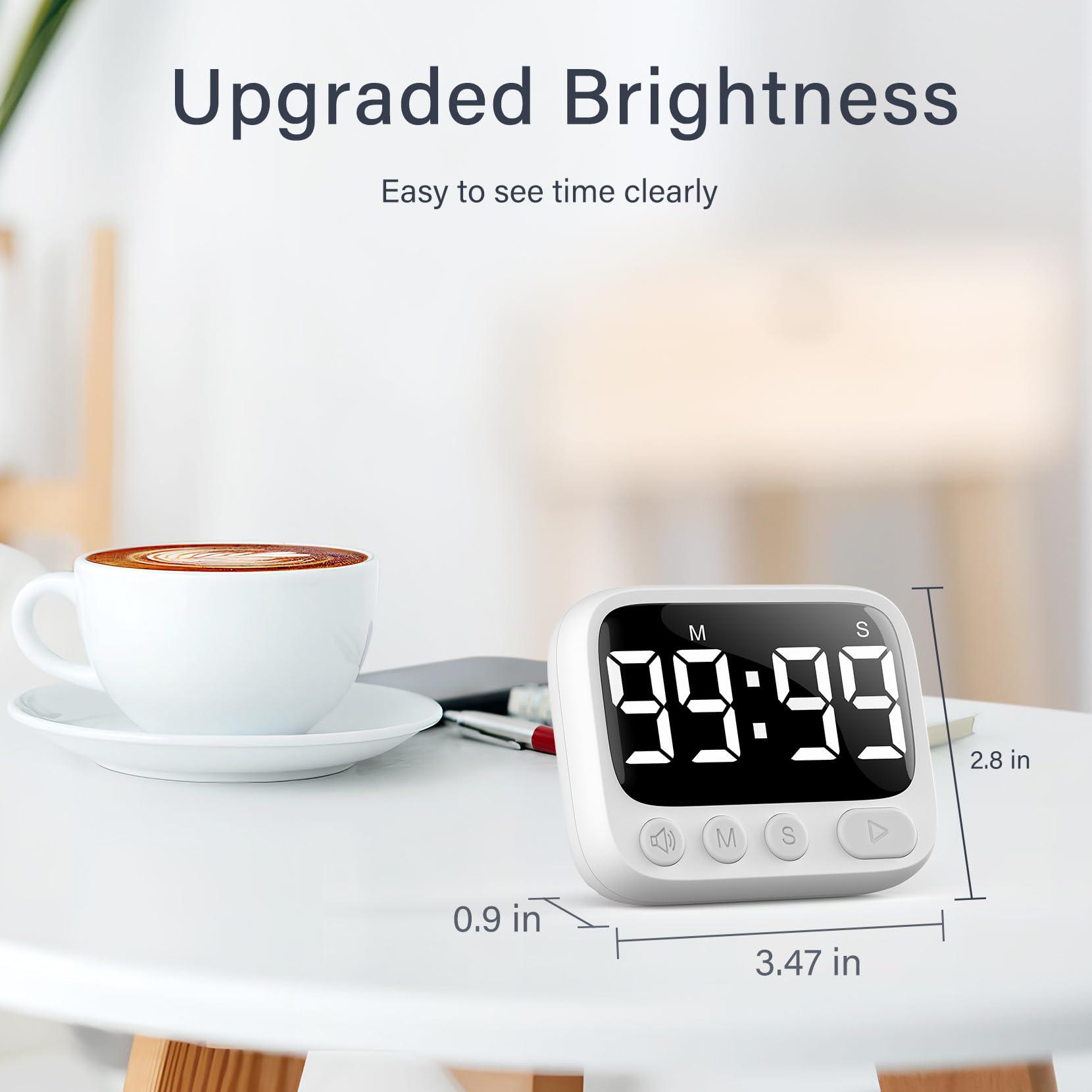 HAUKINIX HAUKINIX Shower Timer Waterproof Bathroom Timer Toilet Timer Digital Kitchen Timer for Wall Mount, Study Timer w/Foldable Stand, Countdown Timer Stopwatch w/Suction Cup for Swim, Rechargeable, White