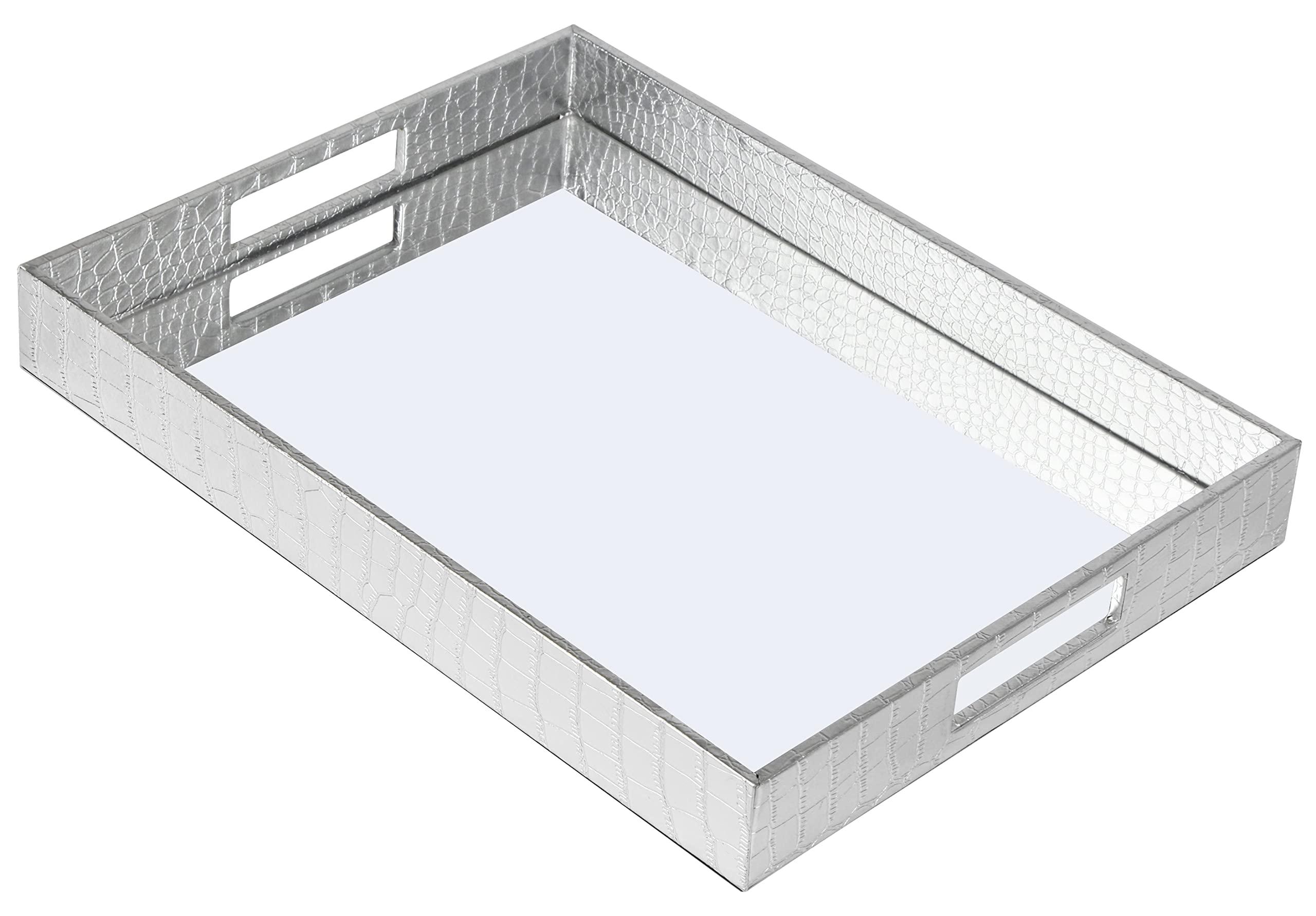 Vixdonos Vixdonos Decorative Mirror Tray Silver Serving Tray Bathrooom Vanity Tray for Makeup,Candle Holders,16.2\'\' X 12.2\" X 2\'\'