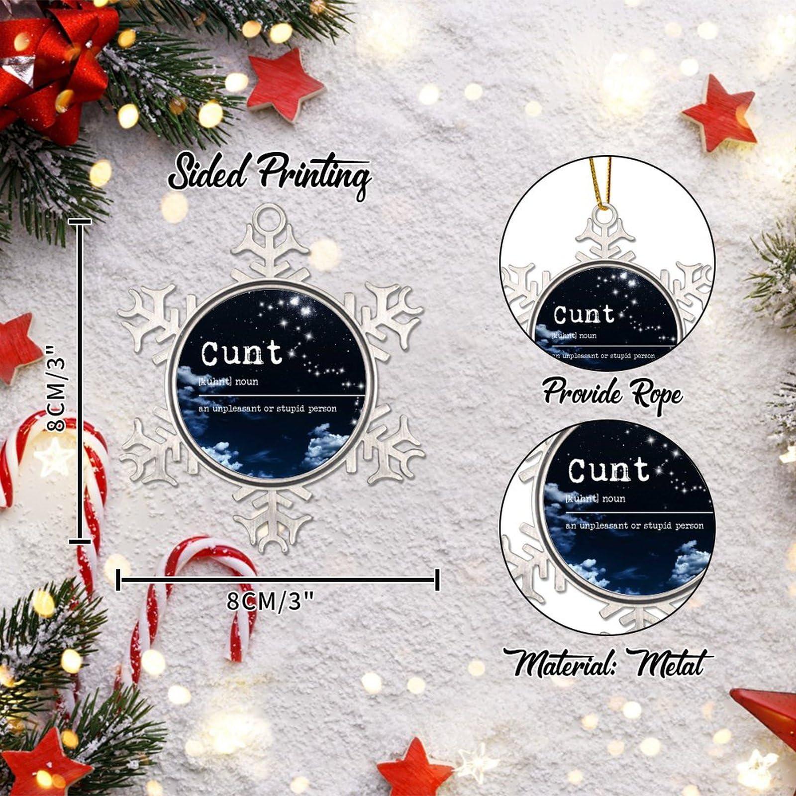 CowkissSign CowkissSign Cunt Ornaments - Christmas Cunt Definition Ornament - Typography Post Print Christmas Stocking Filling Gift Noun Definition Christmas Ornaments New Year Gift to Family