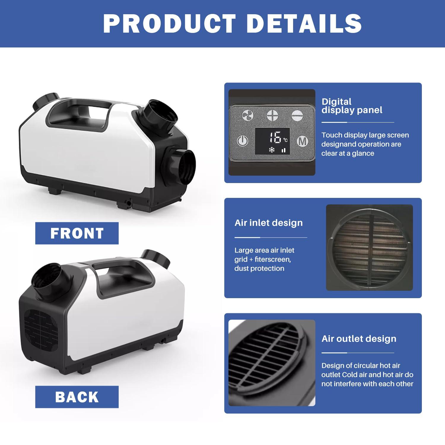 Aspligo Aspligo DC 24v Tent Air Conditioner 3000BTU Portable Air conditioner Cooling AC Unit for Outdoor Camping Tent Van RV Camper Motorhome Truck Trailer SUV Car New energy