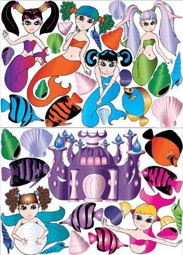 Presto Wall Decals Mermaid Wall Decals/Mermaid Wall Stickers Complete with Shells, Fish and Castle Wall Decals