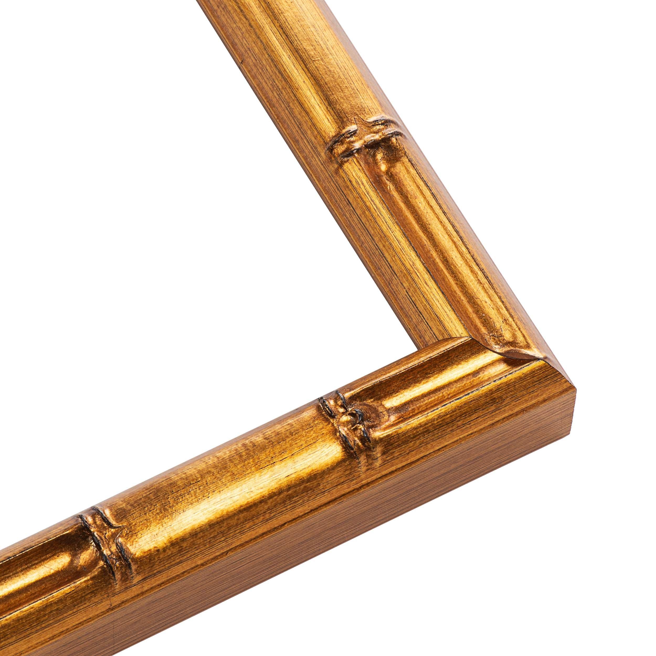 CustomPictureFrames.com 27x35 Frame Gold Bamboo Solid Wood Picture Frame | 1 Inch Moulding Width | Interior Frame Depth 0.75 Inches | Complete with UV Acrylic Plexiglass, Foam Board Backing & Hanging Hardware